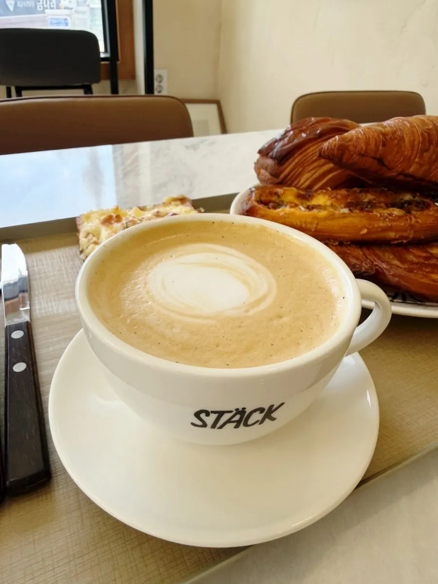 Handmade vanilla bean latte and pastries