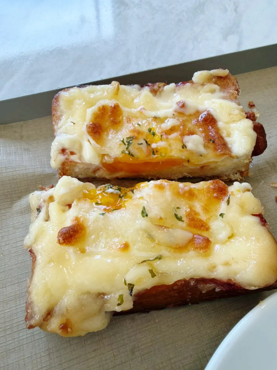 Egg and cheese pastry with crisp layers