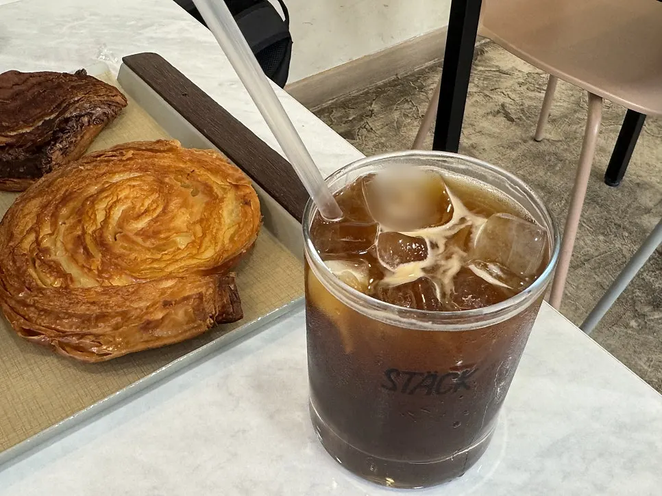 Cut croissant and pastries