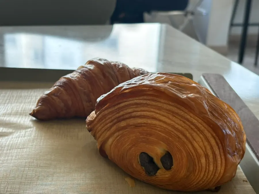 Ordered pain au chocolat and croissant