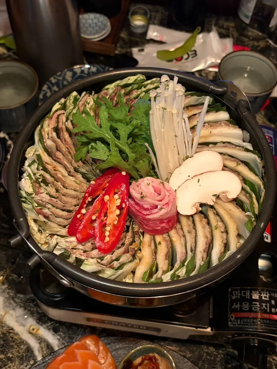 Close-up of the sashimi platter
