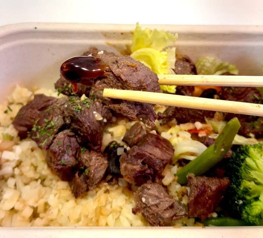 Beef from the beef cauliflower rice protein box