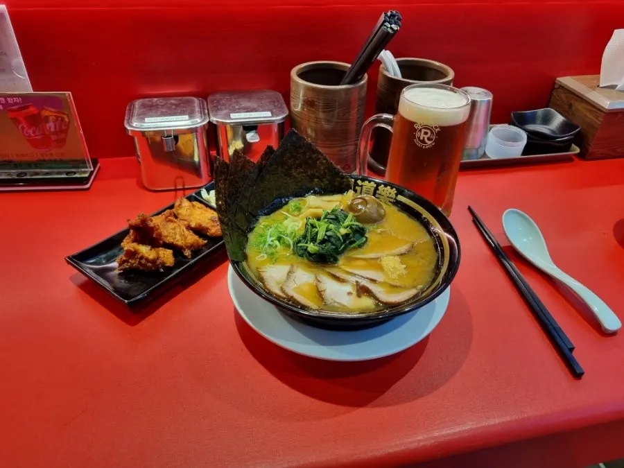 Iekei ramen with tonkotsu and shoyu flavors