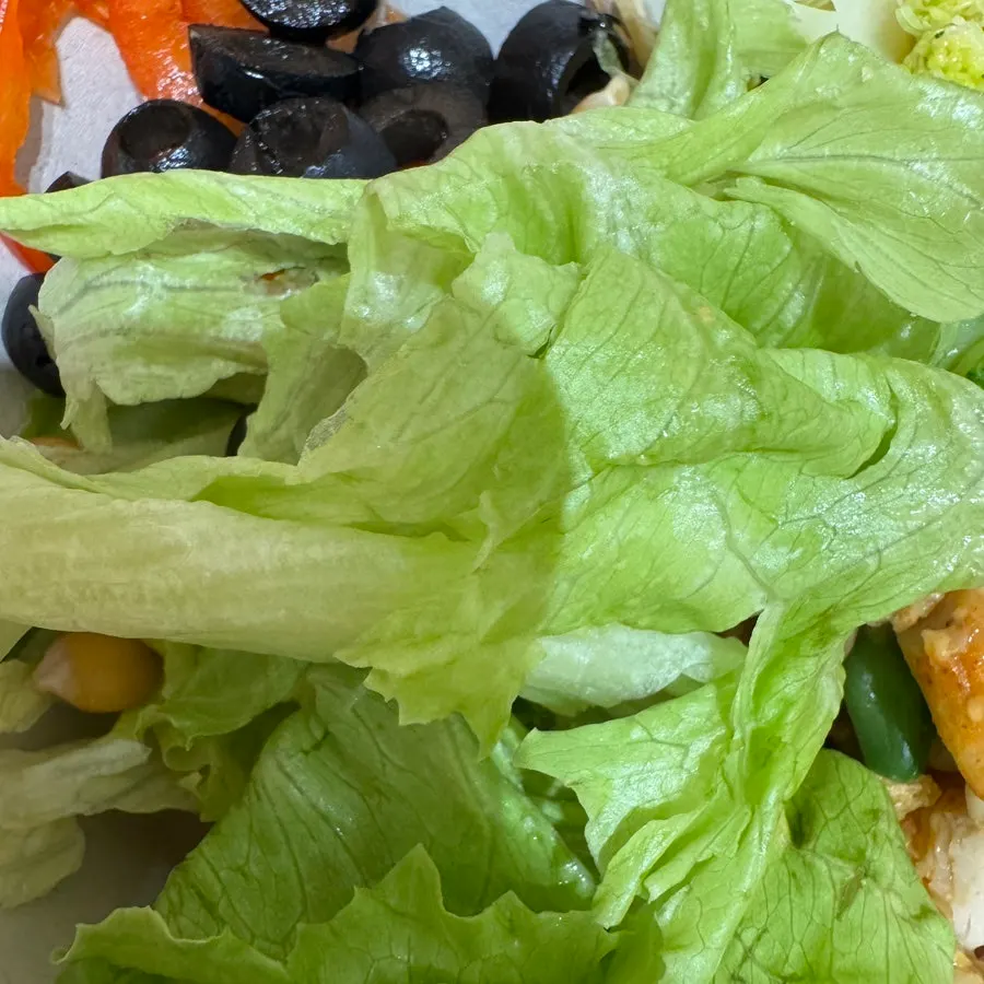 Lunch box showing crunchy lettuce and chickpeas