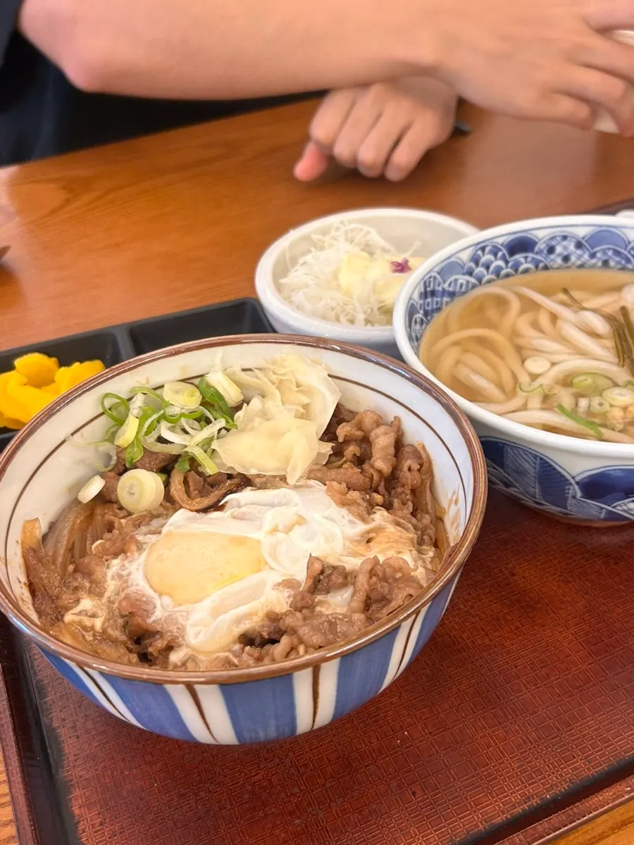 Gyudon with a generous portion of udon