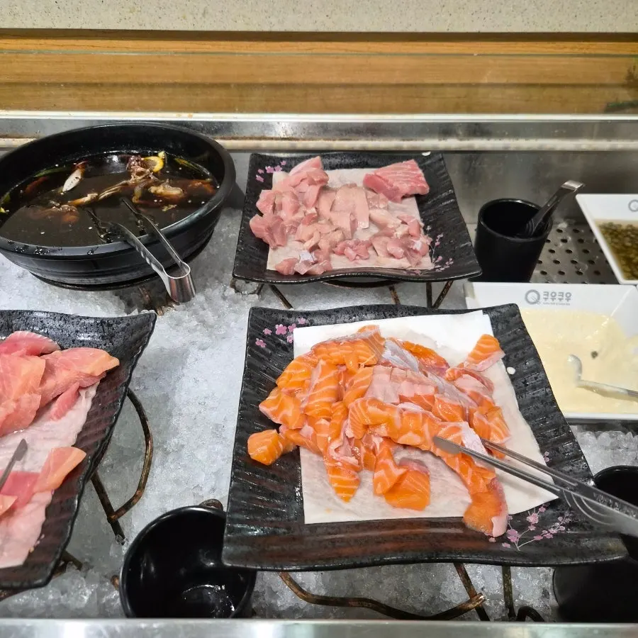 Buffet corner with Korean dishes