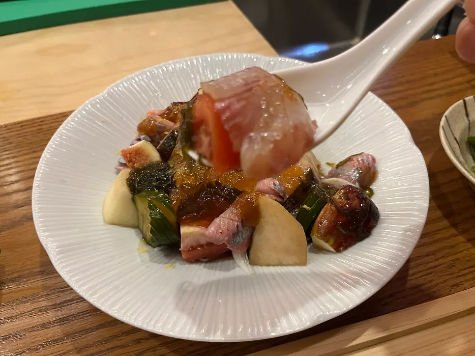 Seafood ceviche with generously sized ingredients