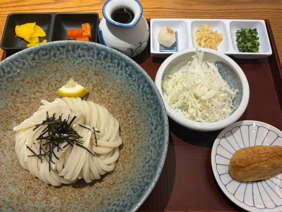 Sanuki men bukkake udon and cheese tonkatsu set