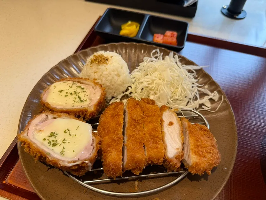 Cheese tonkatsu on a plate