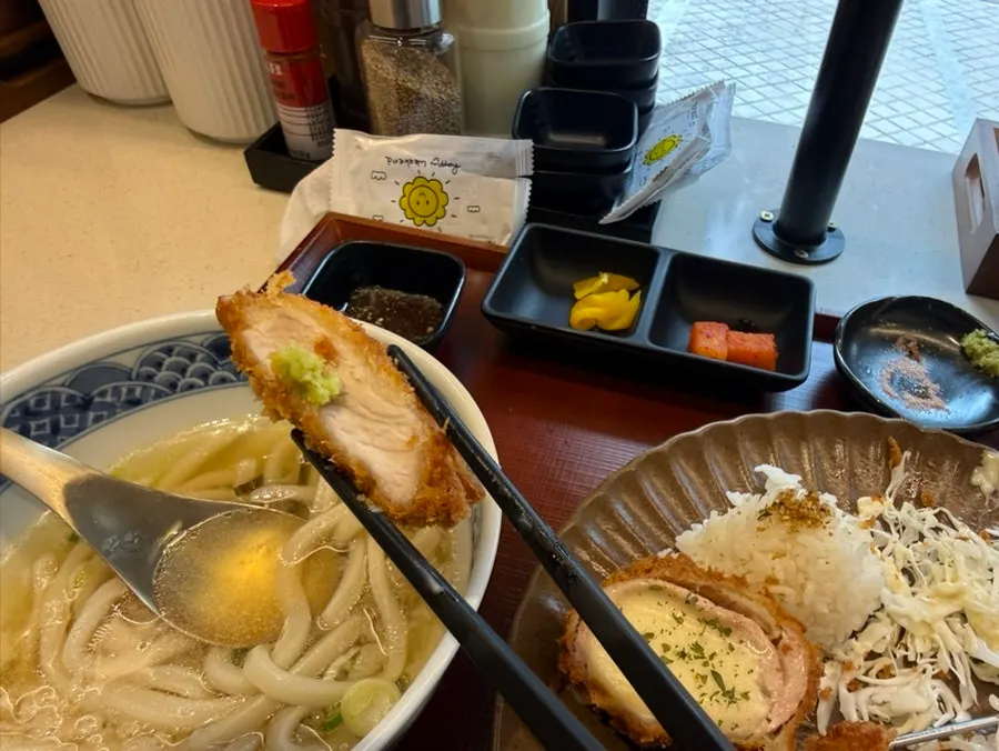 Tonkatsu served with salt and wasabi
