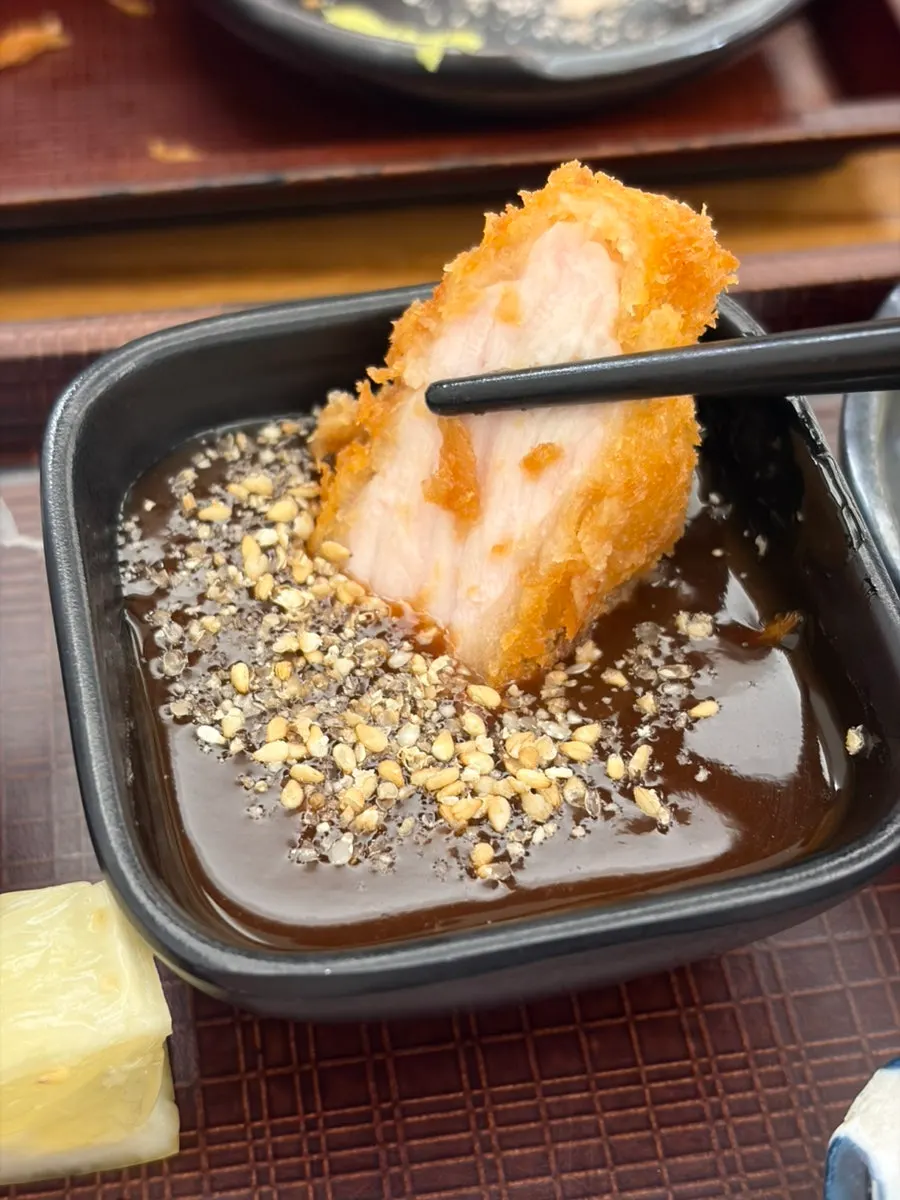 Close-up of bukkake udon noodles