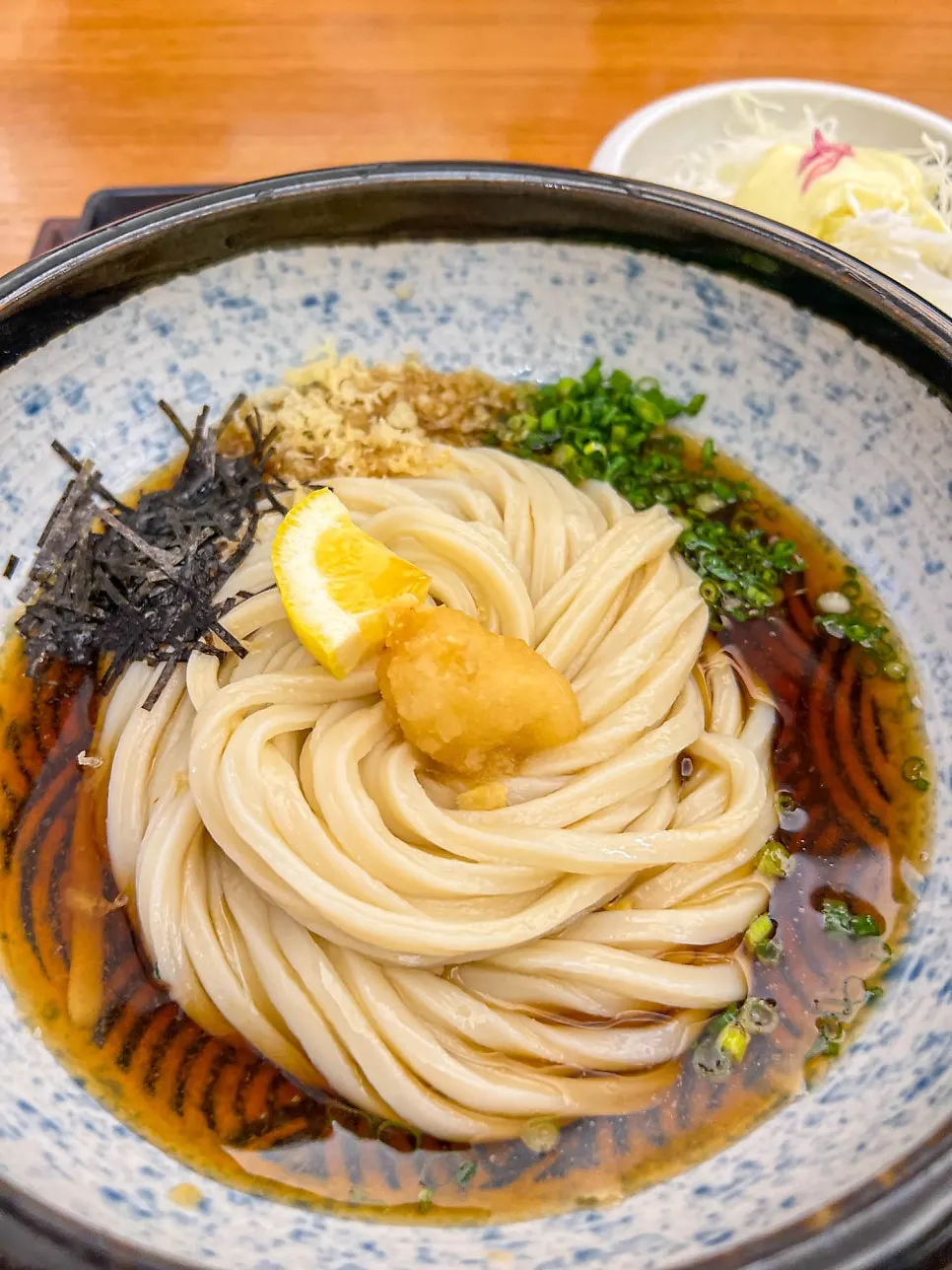 A bowl of cold bukkake udon