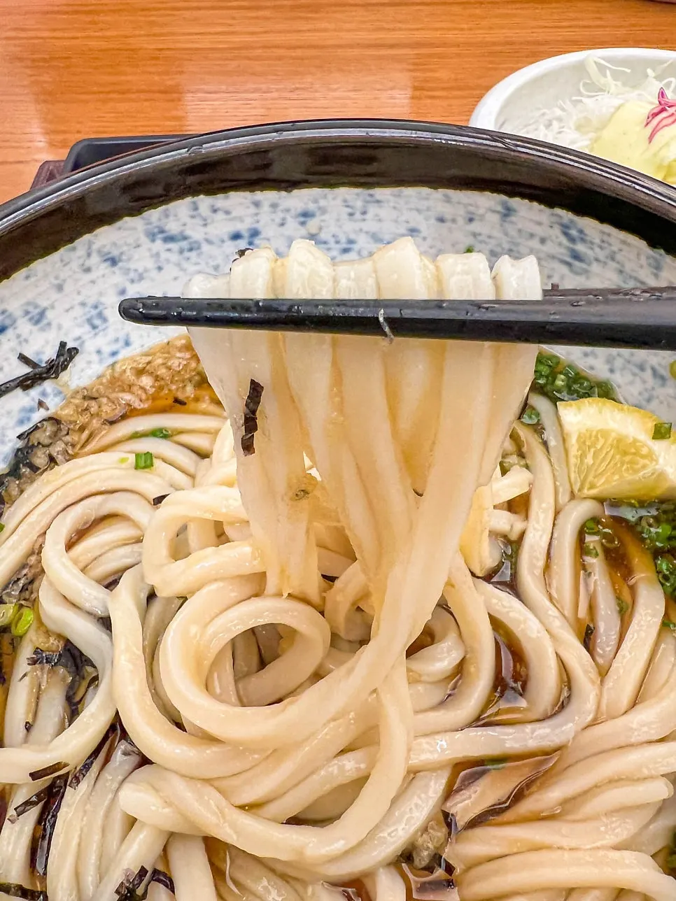Springy bukkake udon noodles mixed with sauce