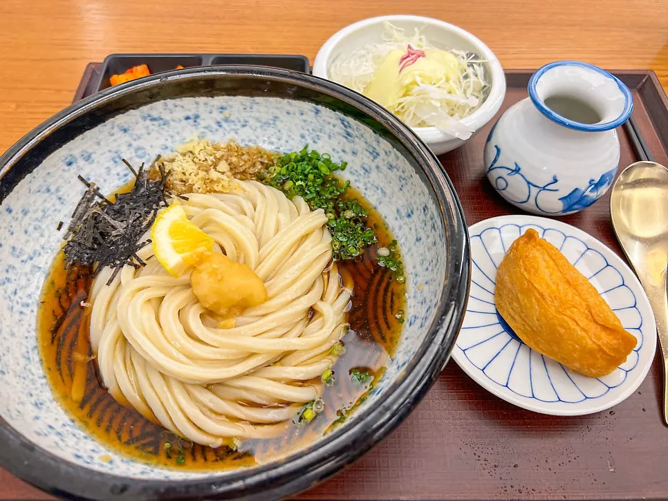 Table setup for sharing tonkatsu and udon