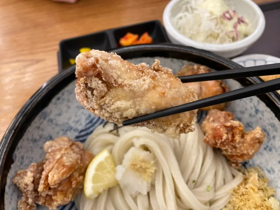 주먹과 크기를 비교한 냉우동 그릇