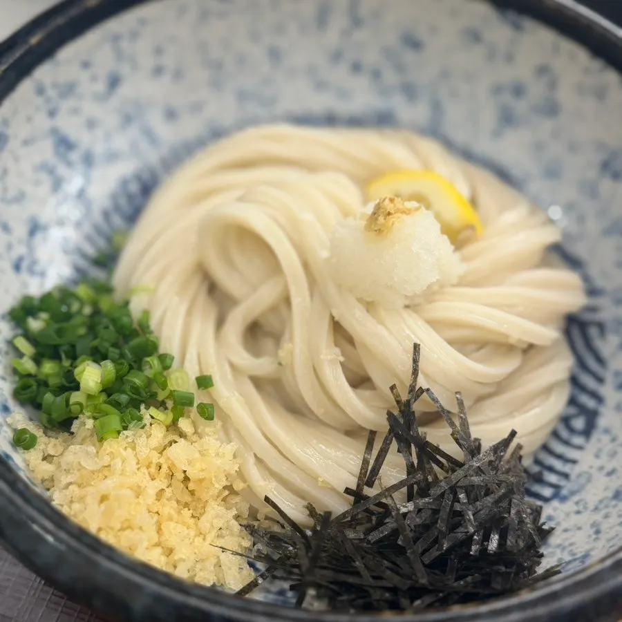 Bukkake udon with sauce lightly poured over