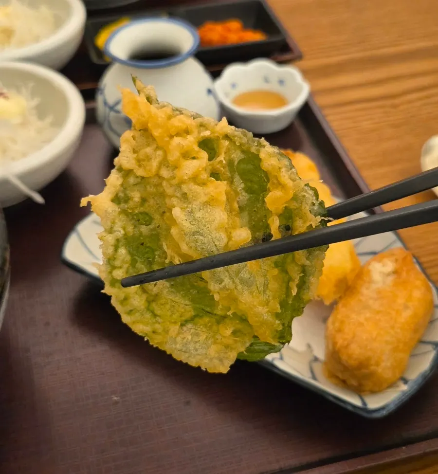 Two pieces of fried shrimp in the set