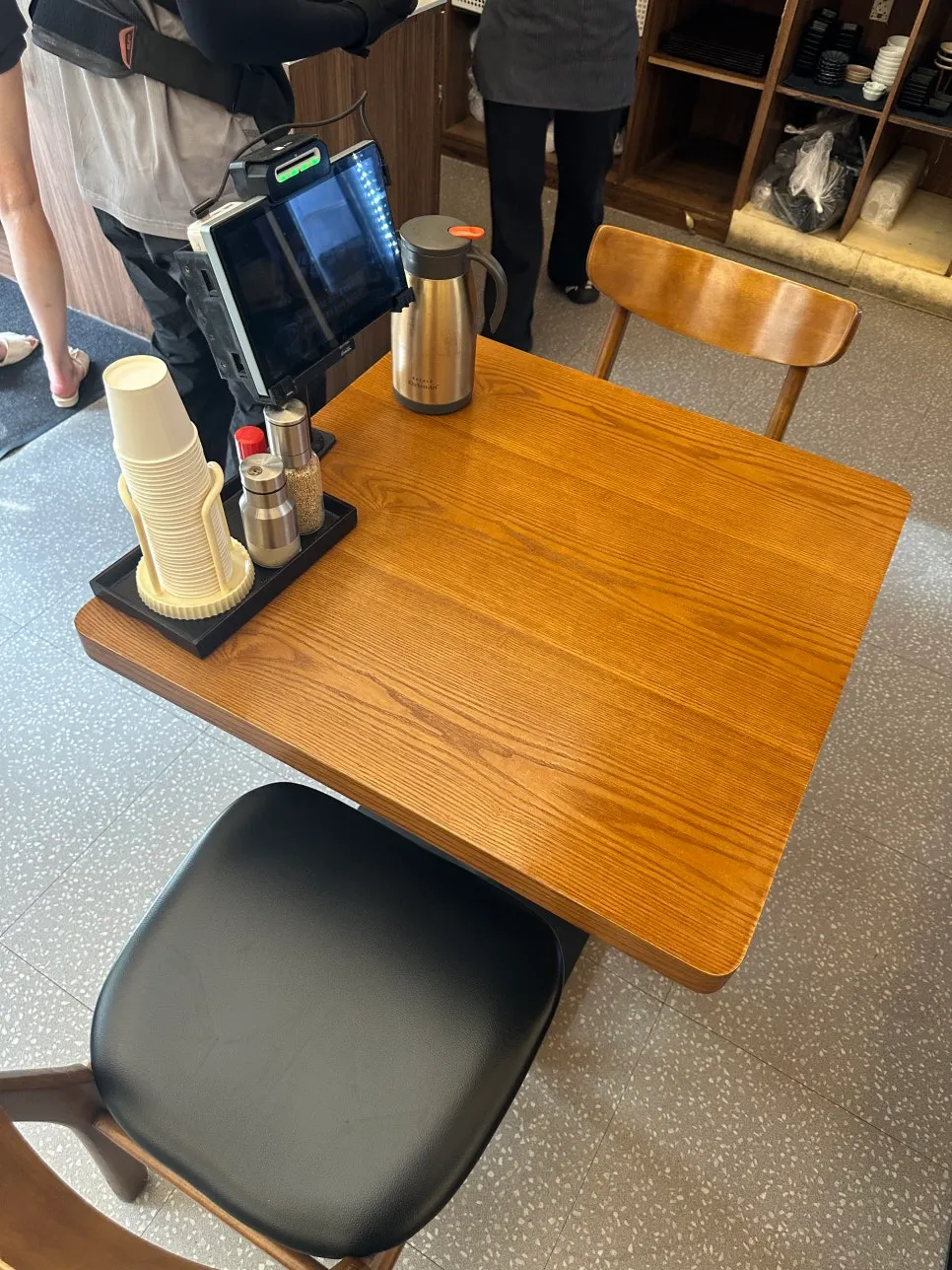 Bar-style seats by the window for solo diners