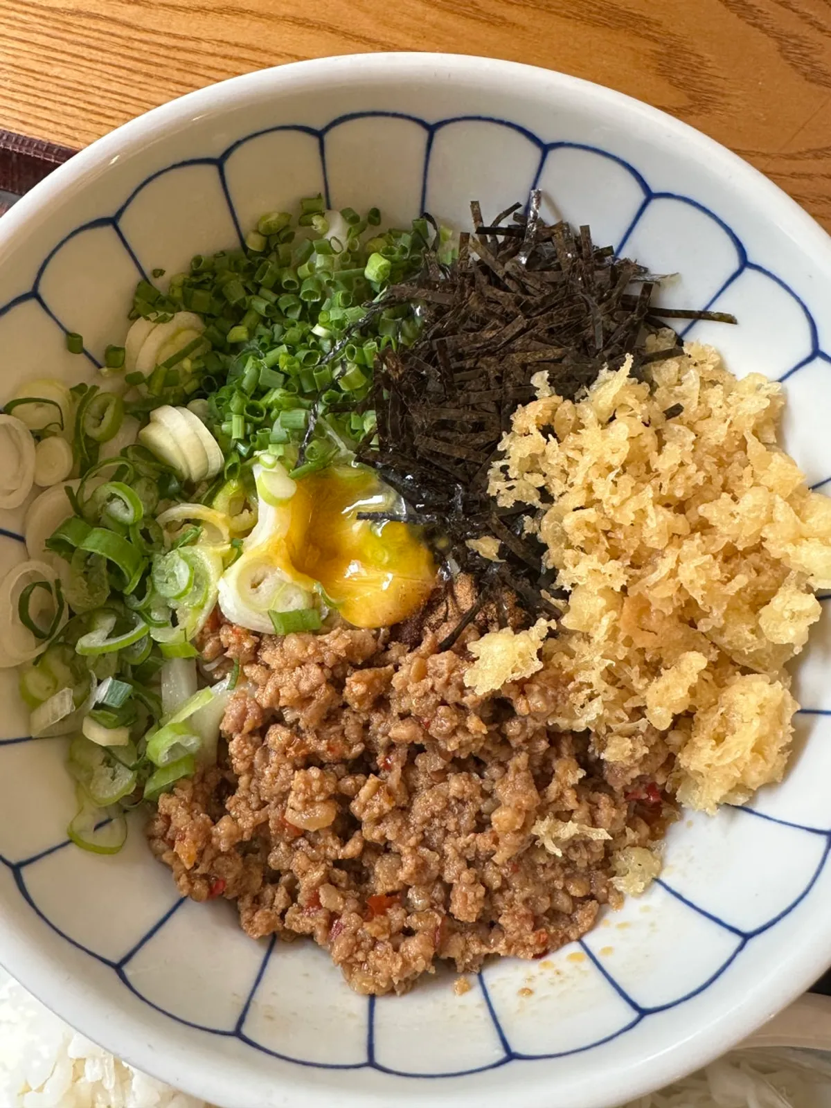 Mazesoba udon loaded with toppings