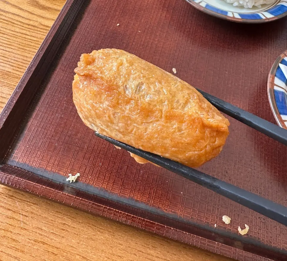 Plate of inari sushi ordered as a side