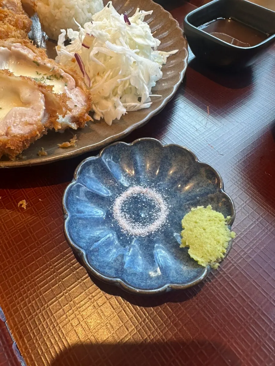 Close-up of crispy loin katsu cross-section
