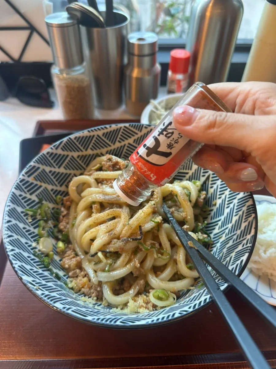 Shichimi seasoning container on the table