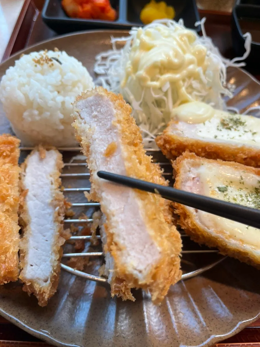 Close-up of moist, well-cooked loin katsu