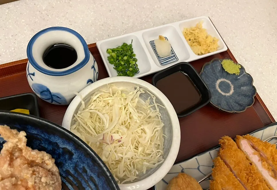 Karaage servido junto con el udon