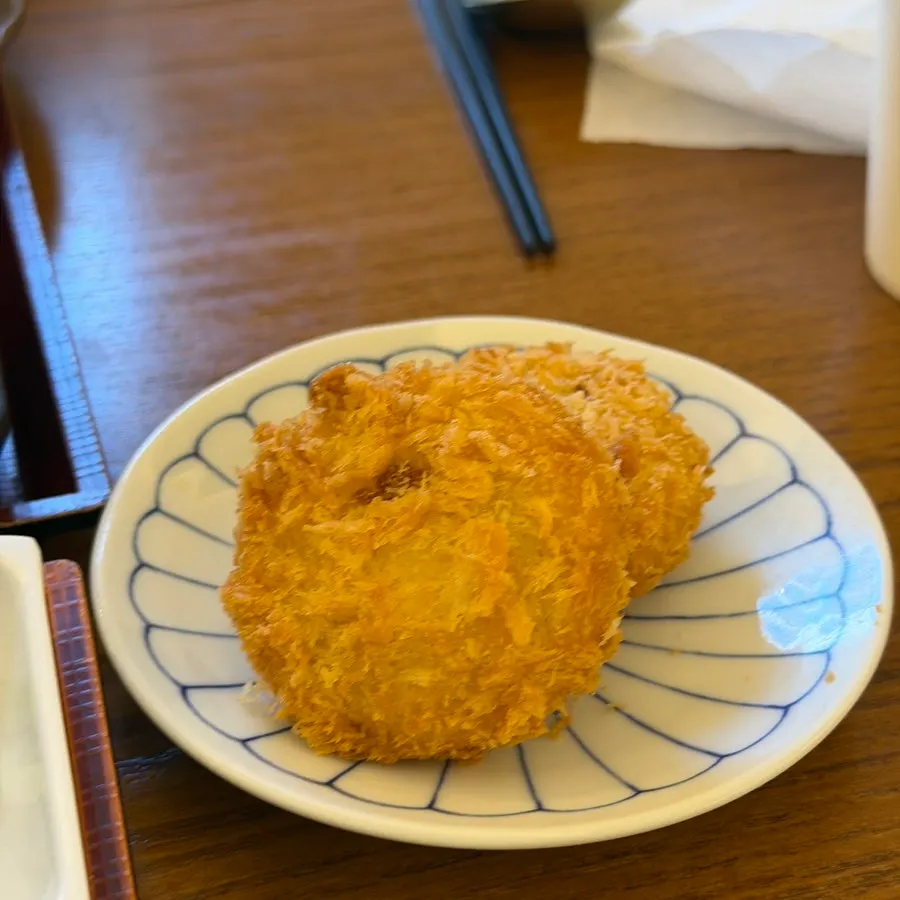 Two pieces of sweet potato cheese croquette