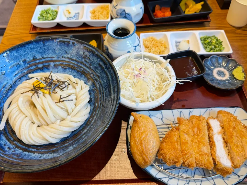 Single order of bukkake udon served on a tray