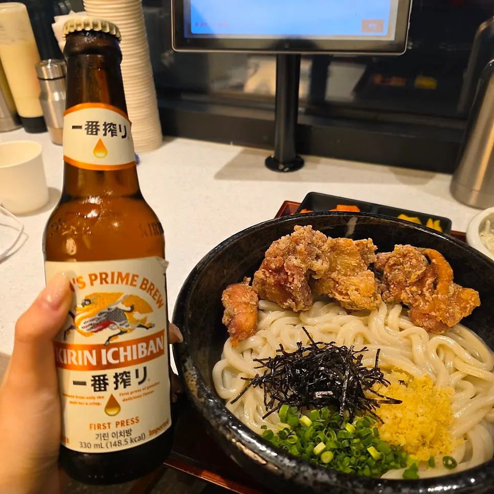 Bottled Kirin beer ordered alongside the meal