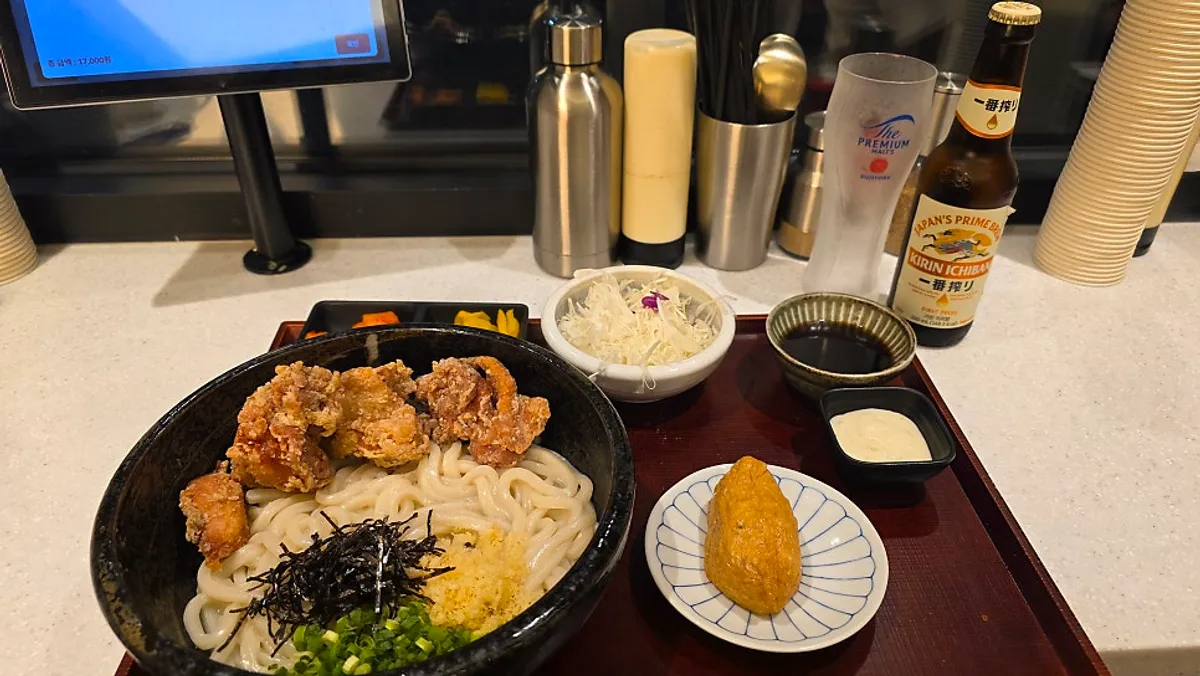 Full table spread of the solo meal at Kosi Seongsu Branch