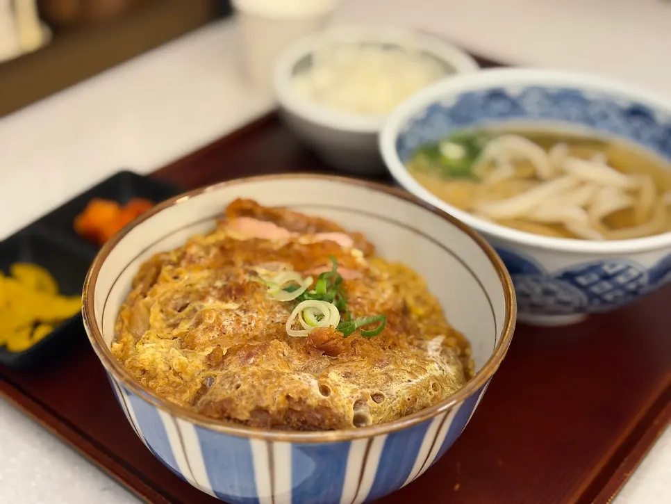 Full spicy katsudon set arrangement