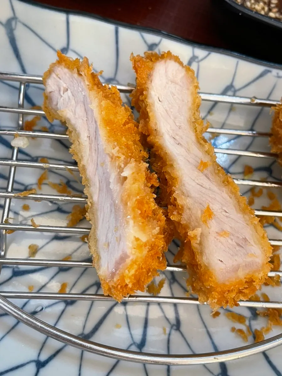 Cross-section of the thick-cut tonkatsu