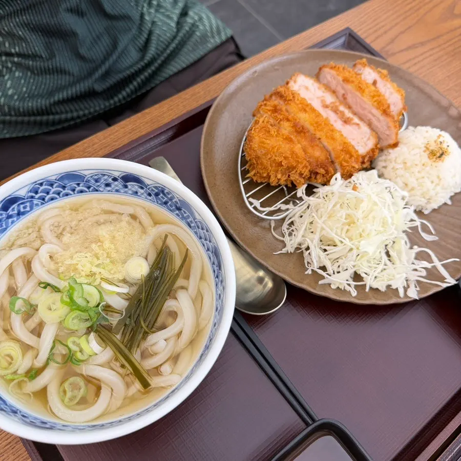 Kosi's pork loin katsu set with a large serving of udon