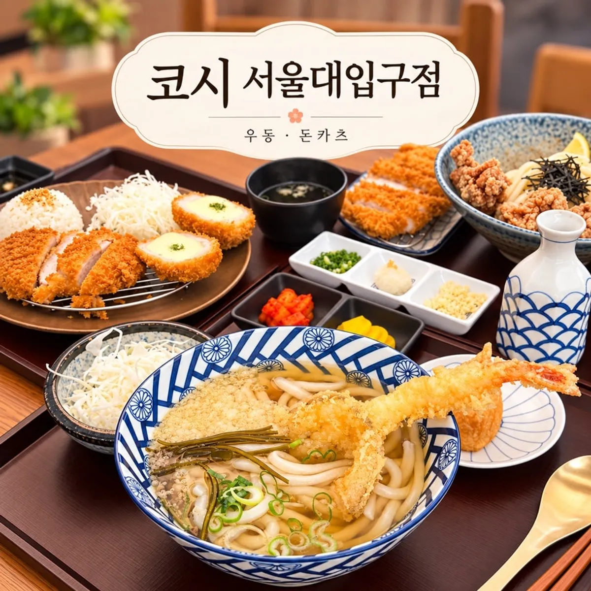 코시 서울대입구점 우동과 카츠 한 상