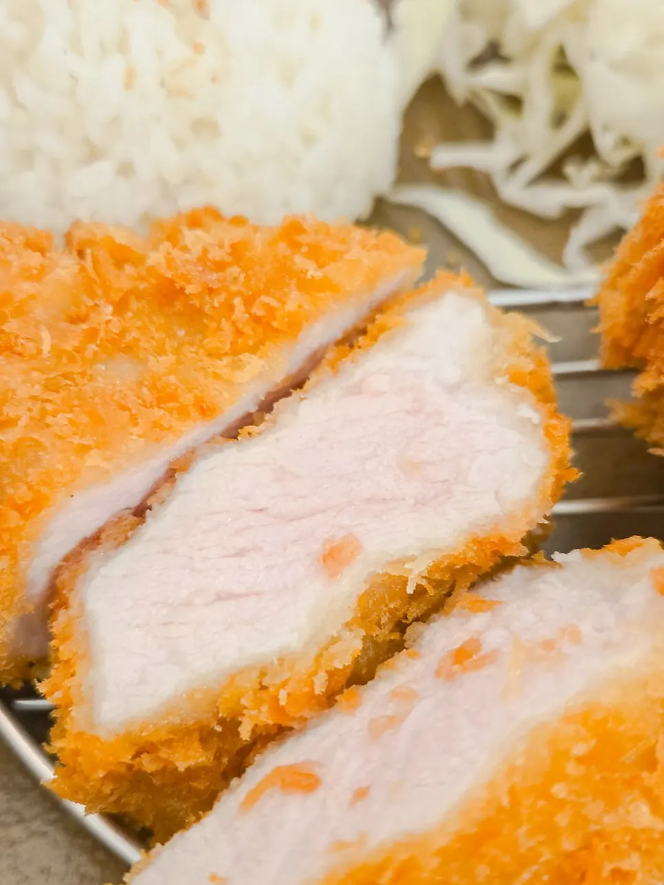 Crisply fried pork loin cutlet