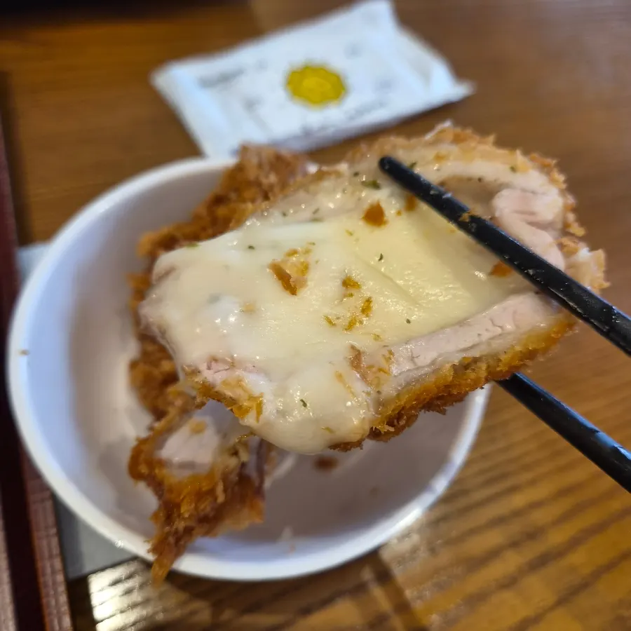 起司流出的起司豬排切面