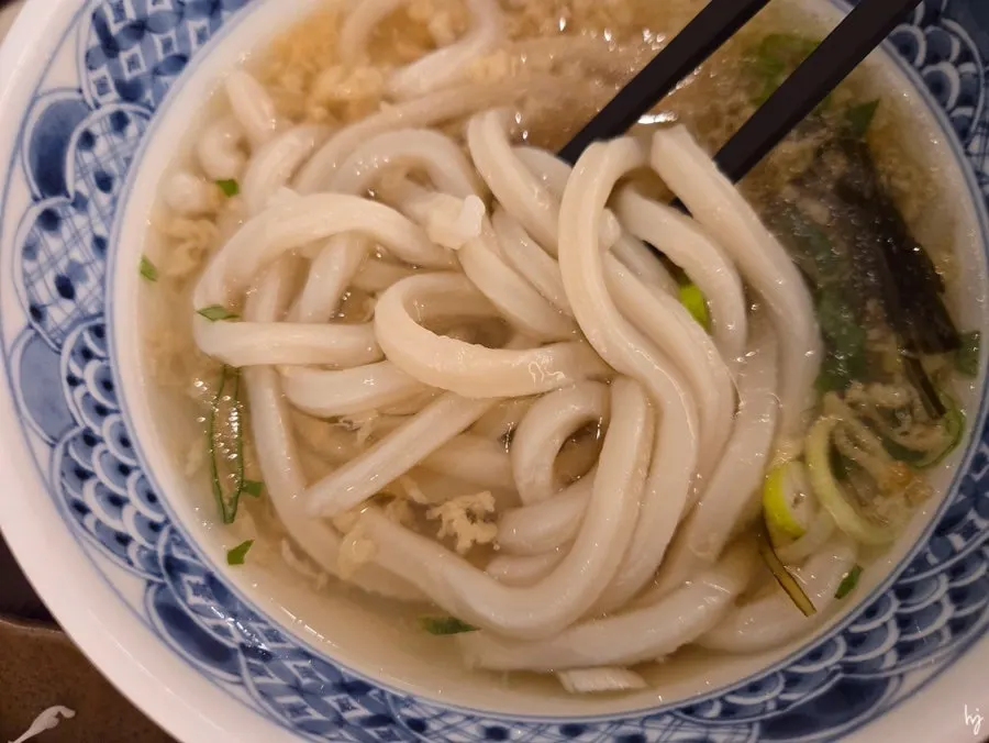 Thick and chewy kake udon noodles