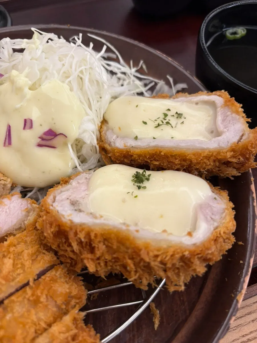 Cross-section of a large tonkatsu piece