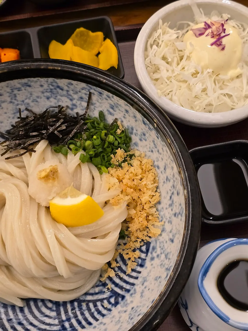 Vertical photo of the udon full spread at Kosi Isu Branch