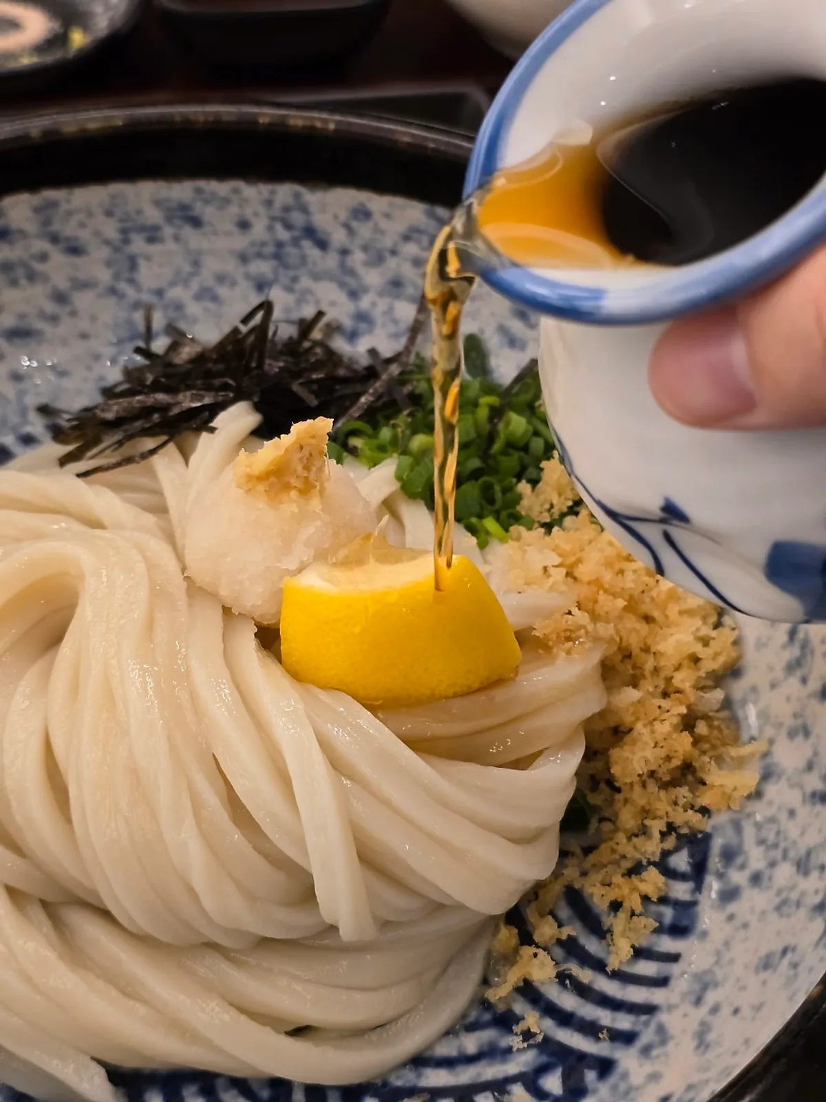 Bukkake udon set with added tenpura