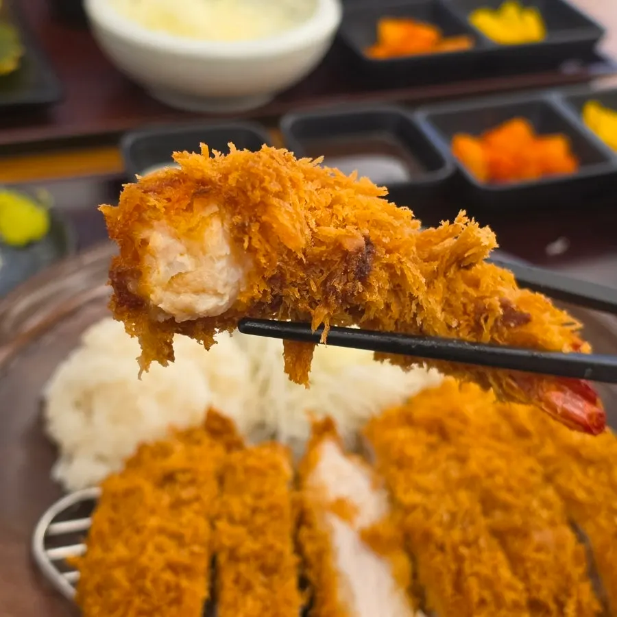 King shrimp katsu longer than the tonkatsu itself