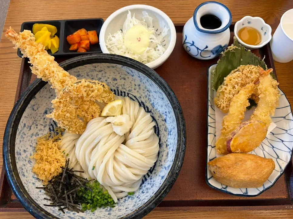 Close-up of house-made udon noodles