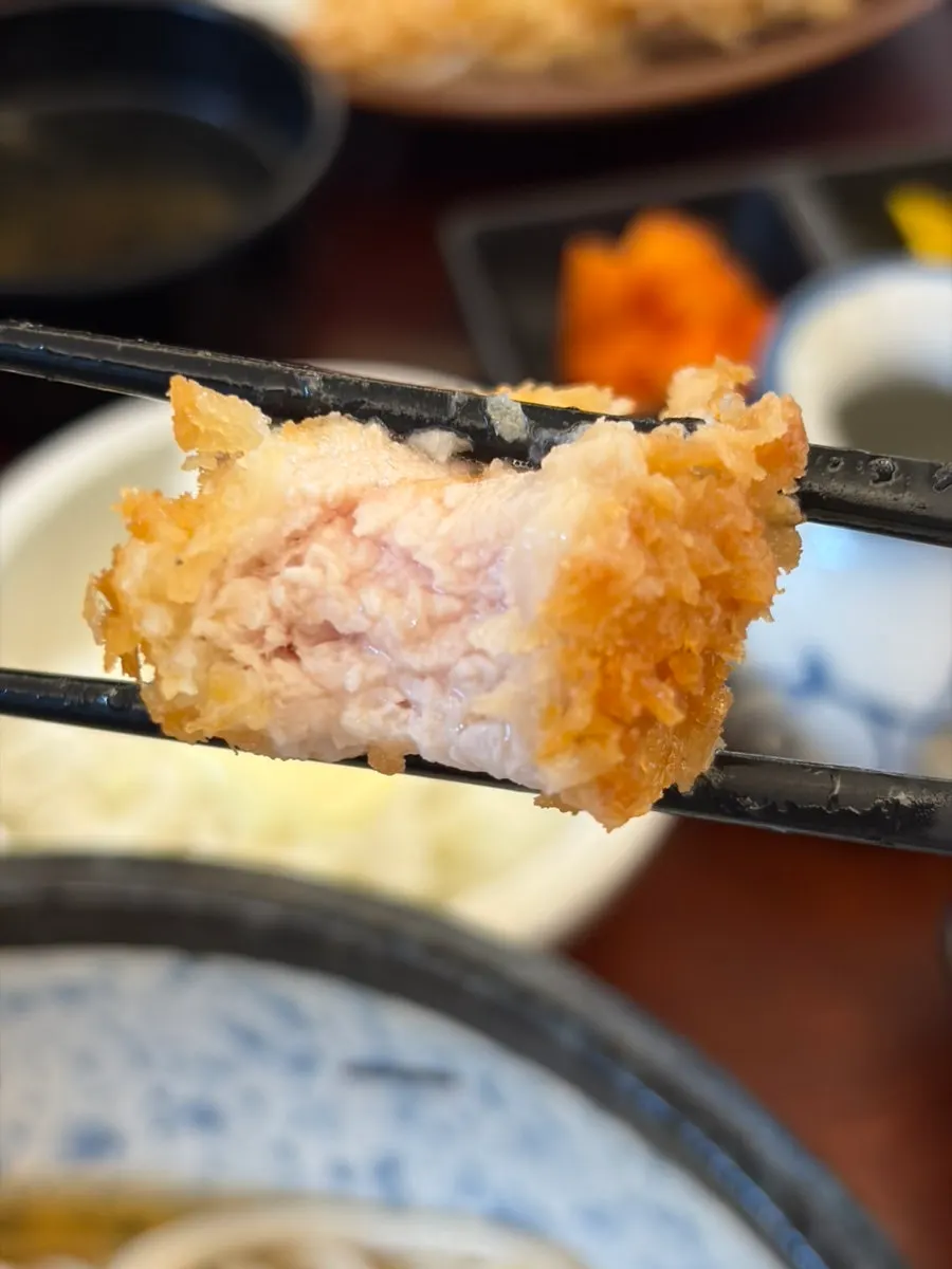 Cheese stretching from the cheese katsu