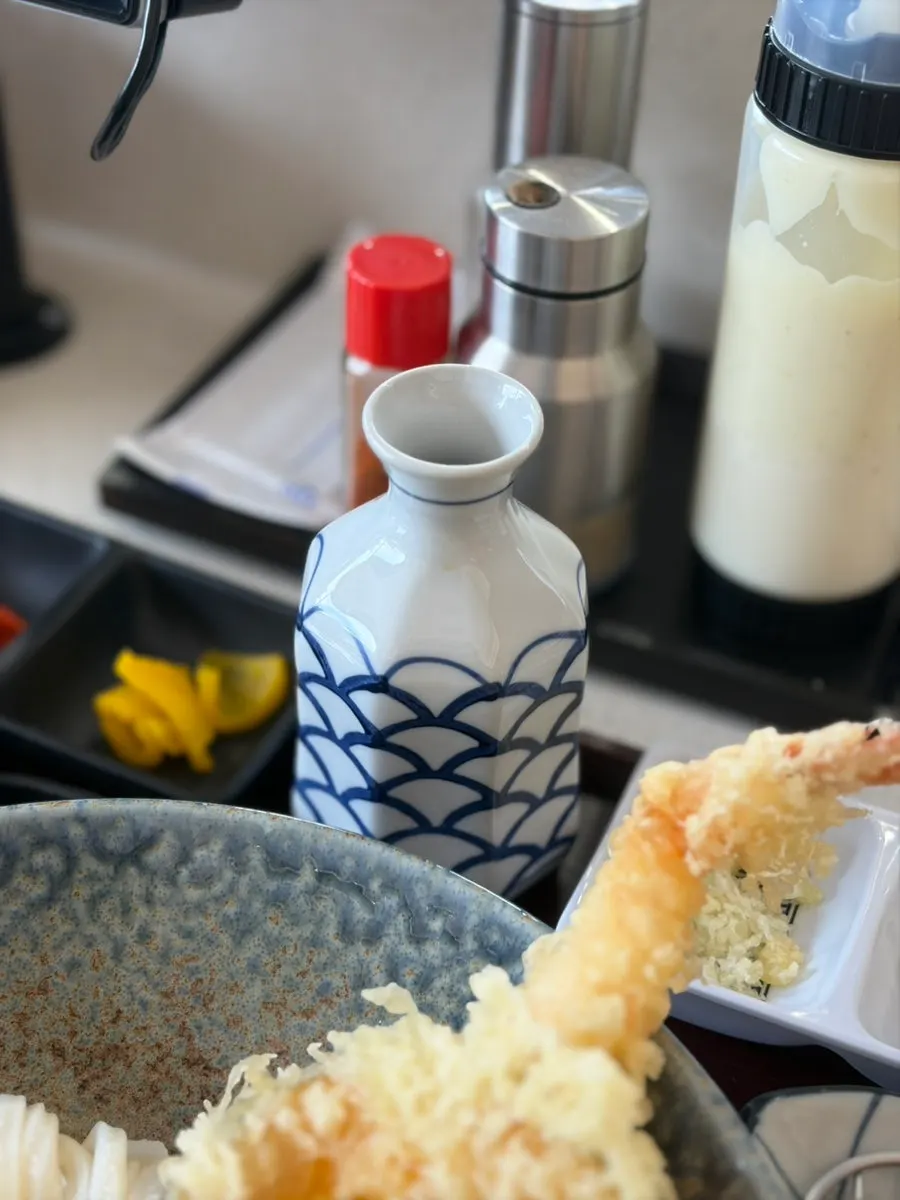 Close-up of the bukkake udon toppings