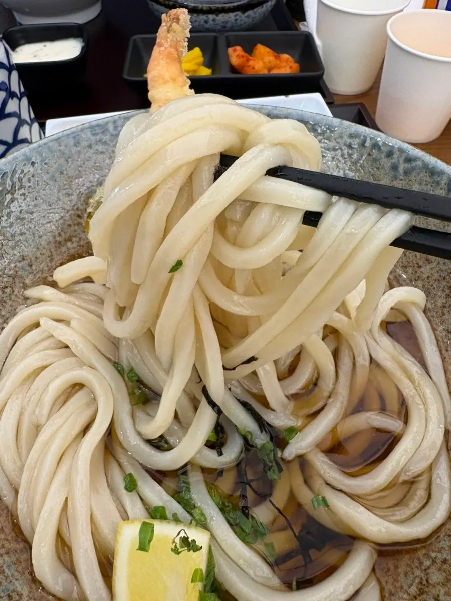 Ten bukkake udon with bukkake sauce poured over it