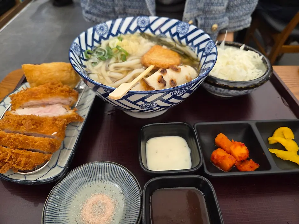Thick tonkatsu added to the fish cake udon at Kosi