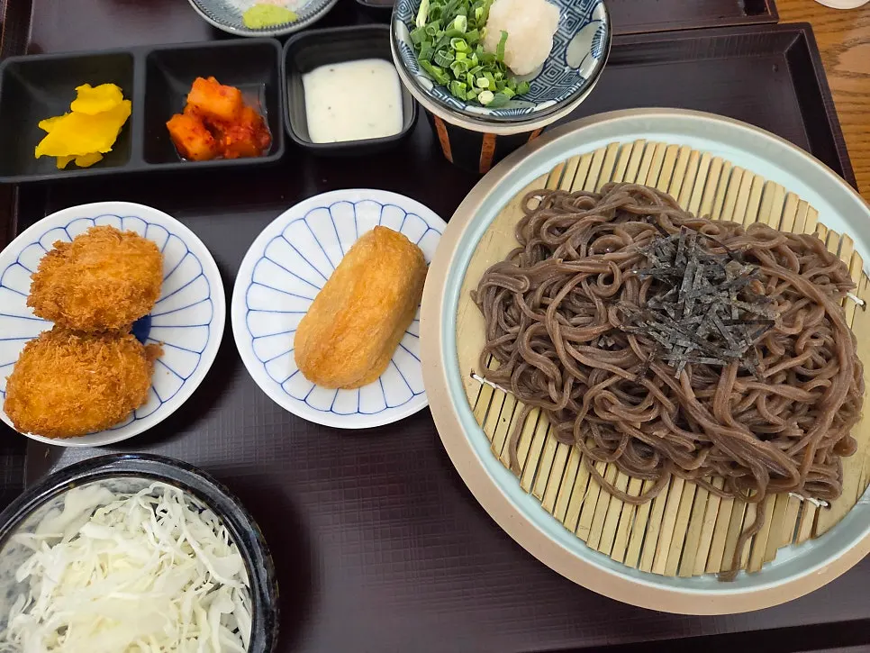 Sweet potato cheese croquette and shrimp tempura side dishes at Kosi