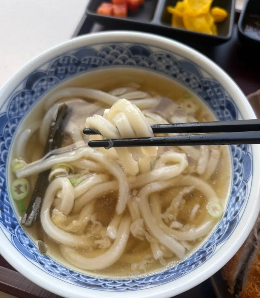 A bowl of hot udon included in the set